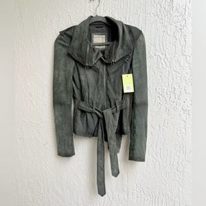 All saints Damson leather biker jacket green size UK 10 / US 6